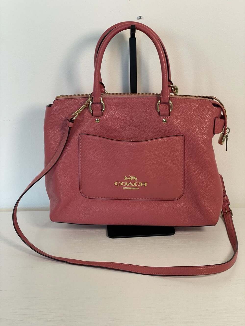 Coach Emma Satchel in Pink Pebbled Leather F31467